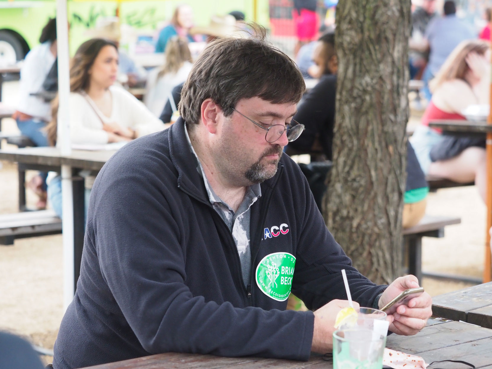 Brian Beck looking at results